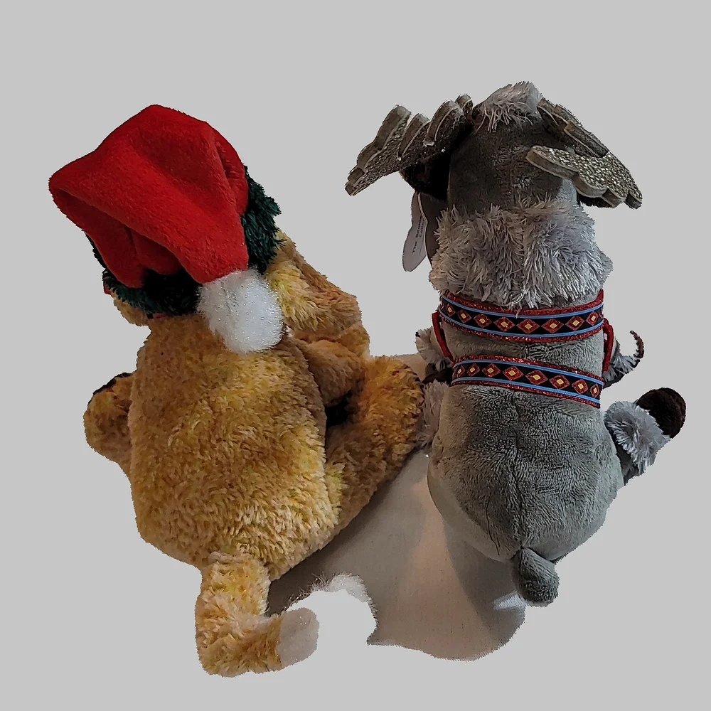 Vintage Y2K Festive Plush Dog and Frozen Reindeer‎ Set collection